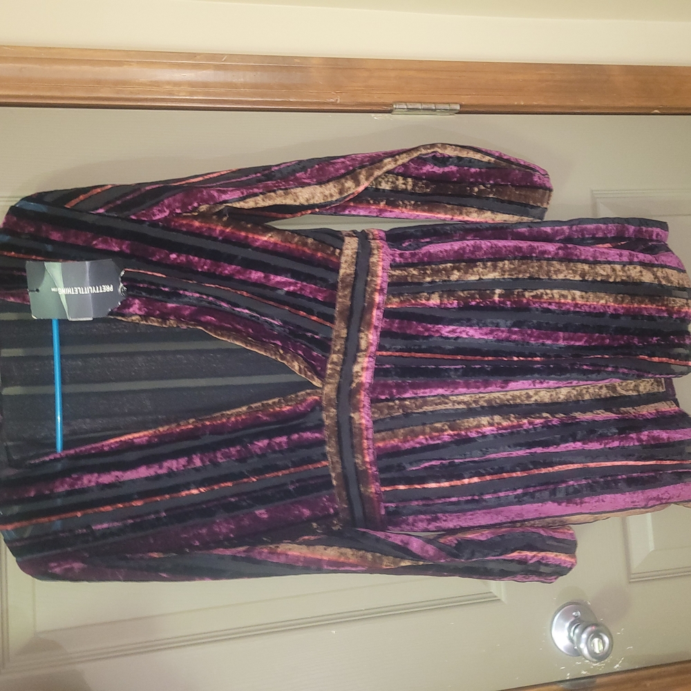 Velvet Dress with Vibrant Stripes